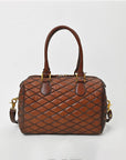 American Darling Quilted Leather Satchel Bag for Women, Western Crossbody Handbag with Barrel Shape Design