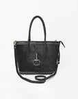 American Darling Hair-On Hide Leather Tote Bag for Women, Western Studded Shoulder Purse with Strap