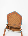 American Darling Hair-On Hide Crossbody Bag for Women, Tooled Leather Western Purse with Turquoise Detail