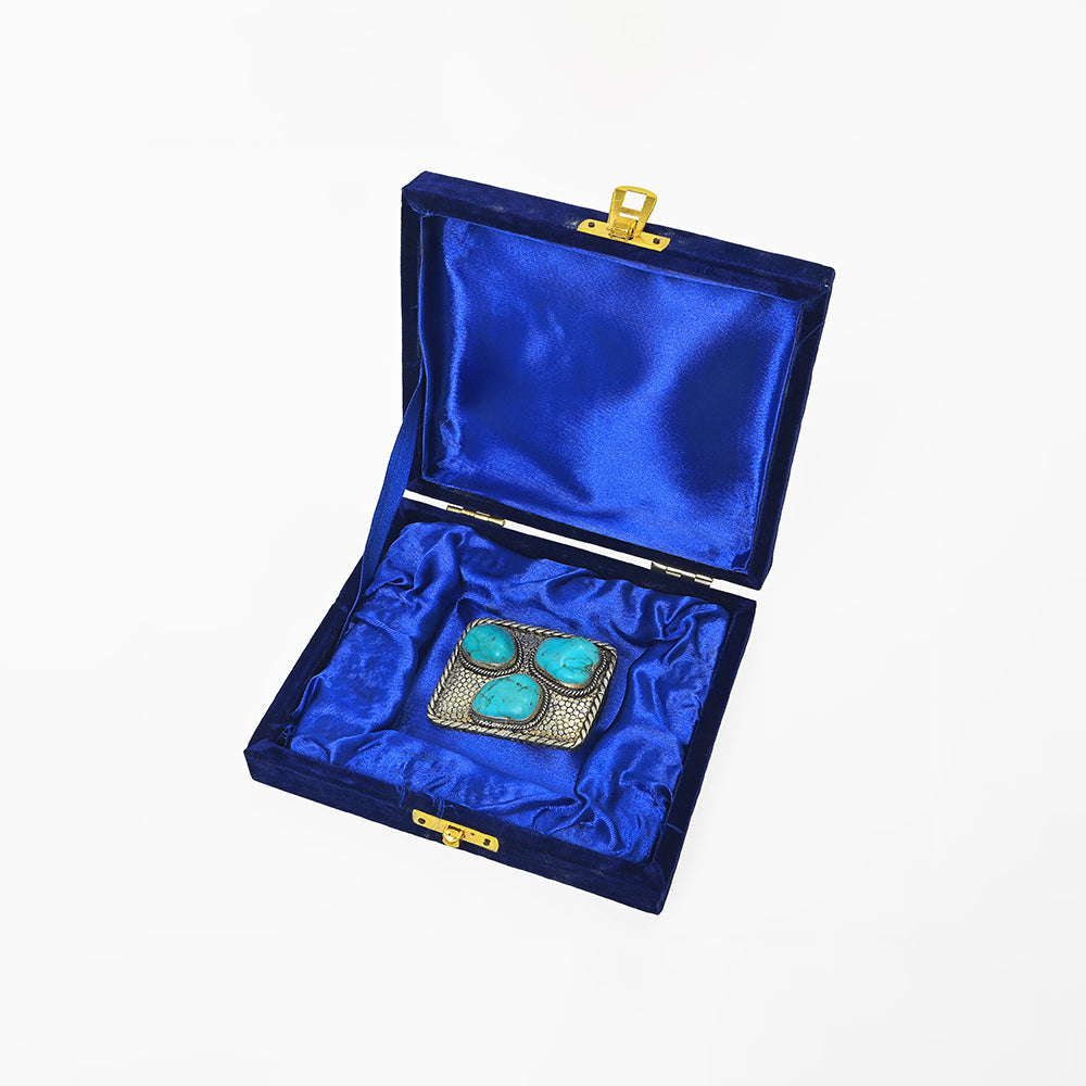 American Darling Western Belt Buckle with Turquoise Stones, Silver Tone Cowboy Belt Accessory for Men &amp; Women