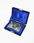 American Darling Western Horseshoe Belt Buckle with Faux Turquoise Stone – Engraved Silver Tone Cowboy Buckle