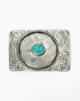 American Darling Western Engraved Sunburst Belt Buckle with Turquoise Stone – Antique Silver Tone Cowboy Buckle