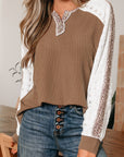 Isabella Lace Contrast Patchwork Long Sleeve Top