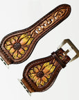 American Darling Beautifully Hand Tooled Painted Genuine Leather I watch Strap Men and Women Unisex