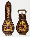American Darling Beautifully Hand Tooled Painted Genuine Leather I watch Strap Men and Women Unisex