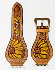 American Darling Beautifully Hand Tooled Painted Genuine Leather I watch Strap Men and Women Unisex