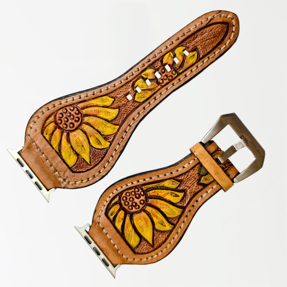 American Darling Beautifully Hand Tooled Painted Genuine Leather I watch Strap Men and Women Unisex