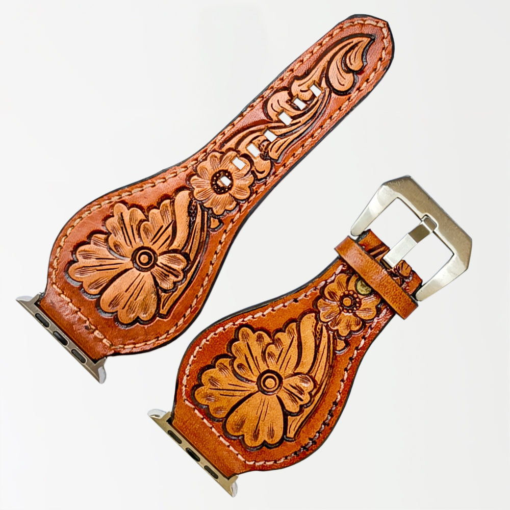 American Darling Beautifully Hand Tooled Painted Genuine Leather I watch Strap Men and Women Unisex