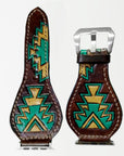 American Darling Beautifully Hand Tooled Painted Genuine Leather I watch Strap Men and Women Unisex