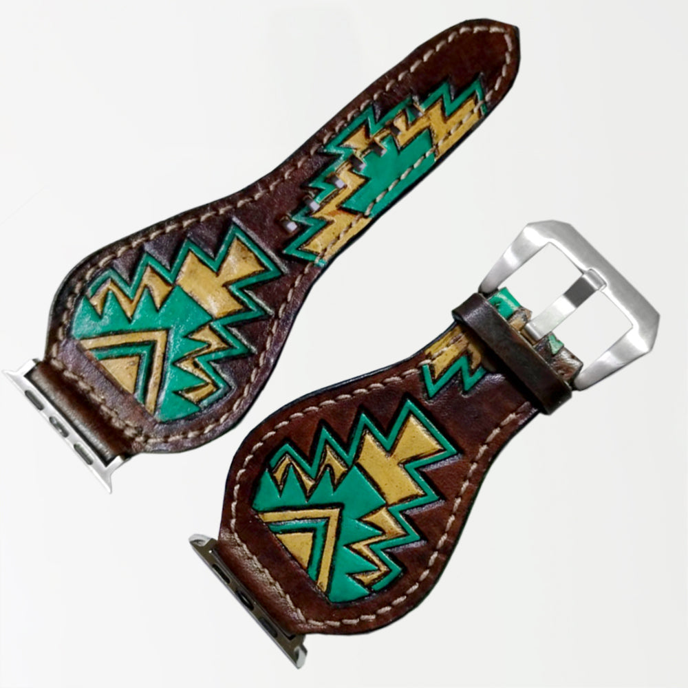 American Darling Beautifully Hand Tooled Painted Genuine Leather I watch Strap Men and Women Unisex