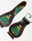 American Darling Beautifully Hand Tooled Painted Genuine Leather I watch Strap Men and Women Unisex