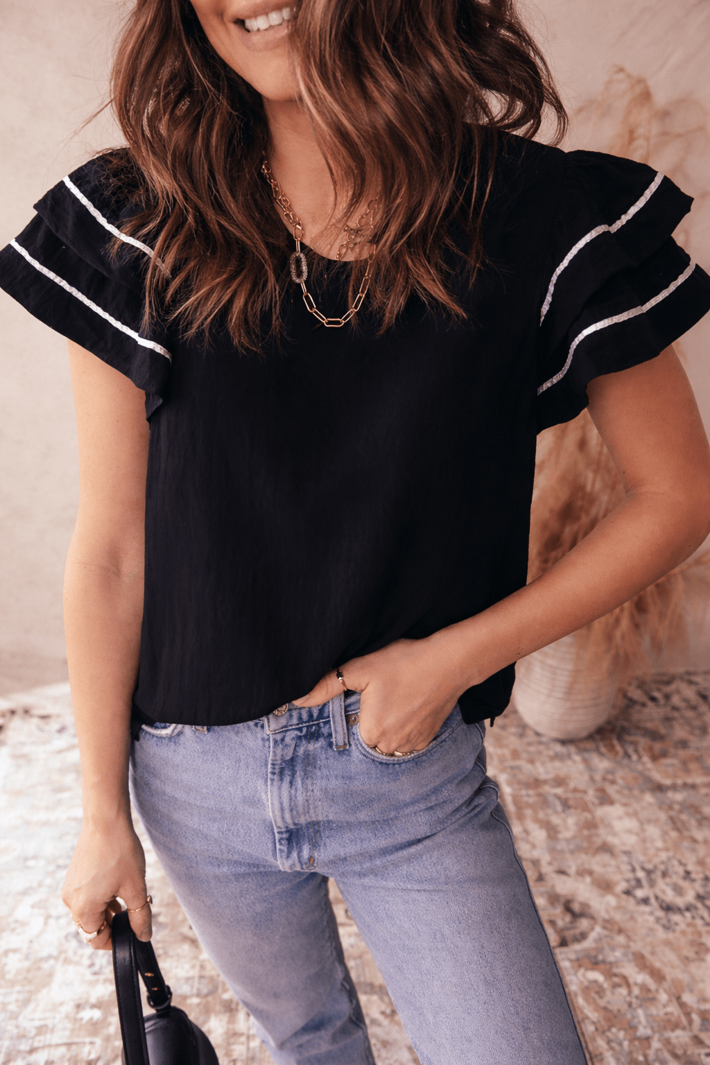 Amani Short Sleeve Textured Blouse