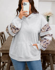 Plus Size Camo Patchwork Asymmetric Sleeve Hoodie
