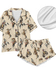 Baha Ranch Vintage Cowgirl Satin Ruffle Western Pajama Set