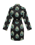 Turquoise Naja Women's Long Sleeve Belted Satin Feel Dressing Lounge Robe