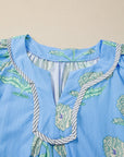 Plus Size Floral Stripe Contrast Short Sleeve Mini Dress
