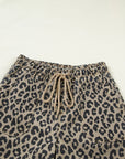 Leopard Denim Drawstring Elastic Waist Loose Pants
