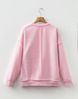 Solid Ribbed Exposed Seam Long Sleeve Top