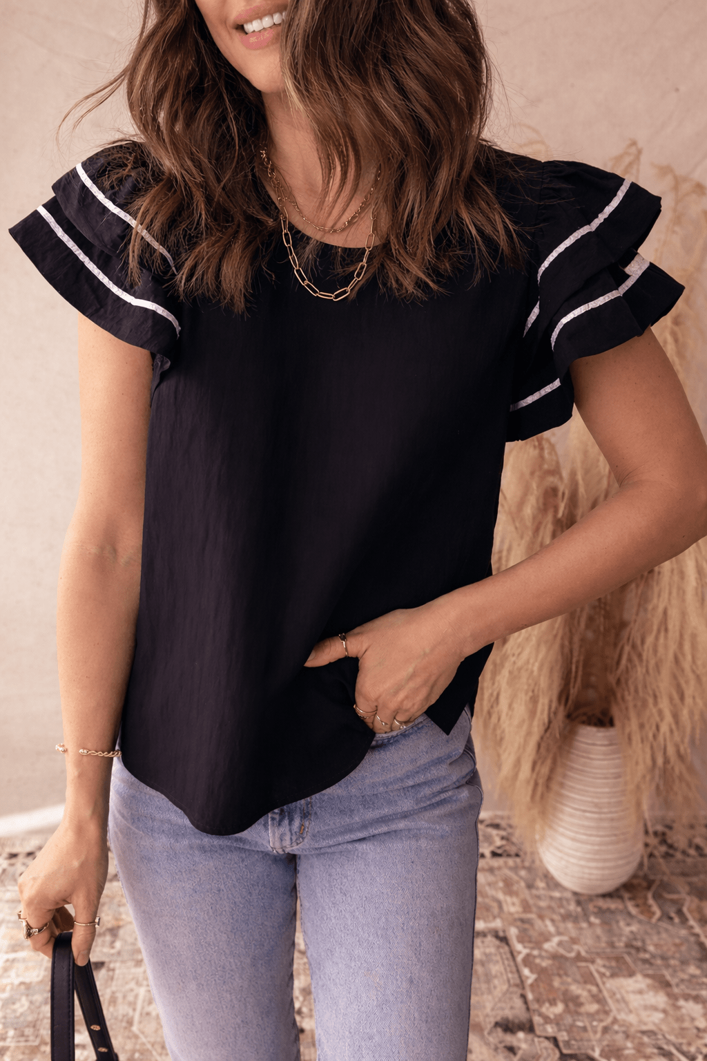 Amani Short Sleeve Textured Blouse