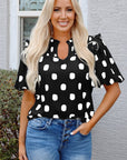 Nola Notched Balloon Sleeve Blouse