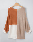 Colorblock Knit V-Neck Sweater