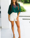 Janiyah Patchwork Half Sleeve Blouse