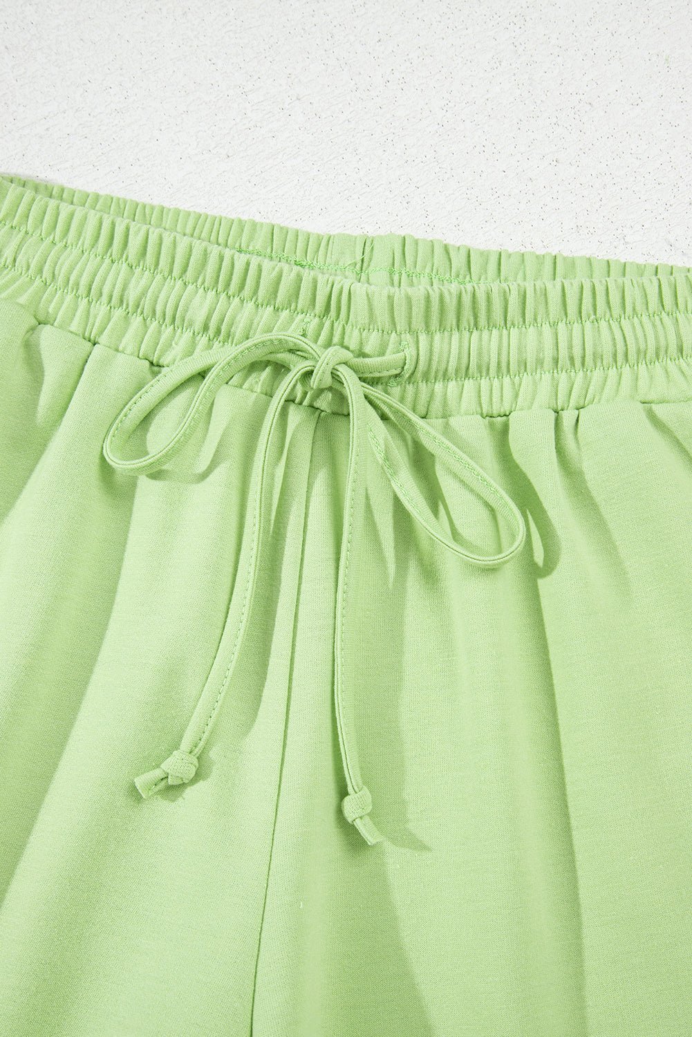 Solid Loose V-Neck Tee &amp; Drawstring Shorts Set