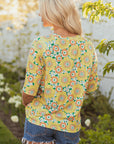 Flower Drop Shoulder Loose Summer T-Shirt