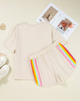 Stripe Short Sleeve Top & Shorts Athleisure Set