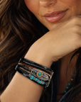 Black Boho Multi Strand Wrap Bracelet