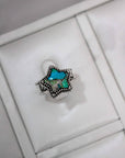 Starry Stamped Sterling Ring: Kingman Turquoise / 7