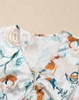 Floral Puff Sleeve V-Neck Babydoll Blouse
