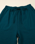 Waffle Textured Patchwork Hooded Top and Pants Set