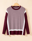 Stripe Colorblock Patchwork Dolman Sleeve Sweater