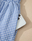 Plus Size Gingham Plaid Ruffle Contrast Trim Shorts