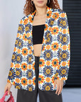 Baha Ranch Colores de Mexico Blue Yellow Mexican Floral Blazer
