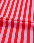 Stripe Ribbed Cap Sleeve Round Neck T-Shirt
