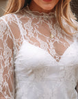 Sheer Lace Mesh Mock Neck Long Sleeve Top
