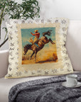 Baha Ranch Vintage Rodeo Stamp Throw Pillow Made in America