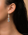 Agate Black and White Neutrals Golden Drop Earrings