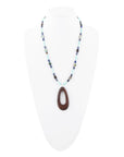 Ajo Blue Abalone and Amazonite Wood Pendant Necklace
