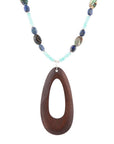 Ajo Blue Abalone and Amazonite Wood Pendant Necklace