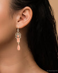 Albie Orange Sponge Coral and Golden Drop Earrings