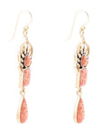 Albie Orange Sponge Coral and Golden Drop Earrings