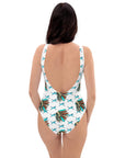 Yeehaw Turquoise Running Horse Headdress One-Piece Swimsuit