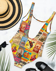 Yeehaw Vintage Rodeo Poster One-Piece Swimsuit