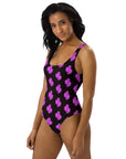 Yeehaw Purple Neon Cactus One-Piece Swimsuit