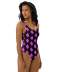 Yeehaw Purple Neon Cactus One-Piece Swimsuit