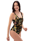Yeeehaw Vintage Cowboy Collage Western One-Piece Swimsuit