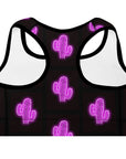 Purple Neon Cactus Padded Sports Bra